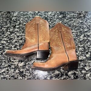 Old West Tan Leather Western Boots